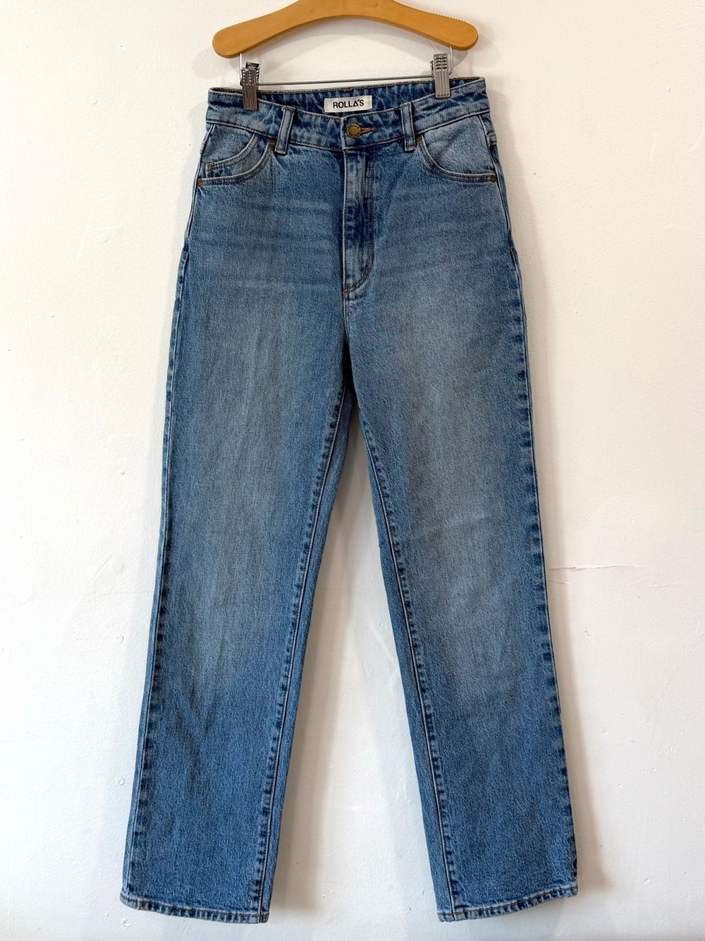 Rollas Original High Rise Straight Jeans Medium Wash